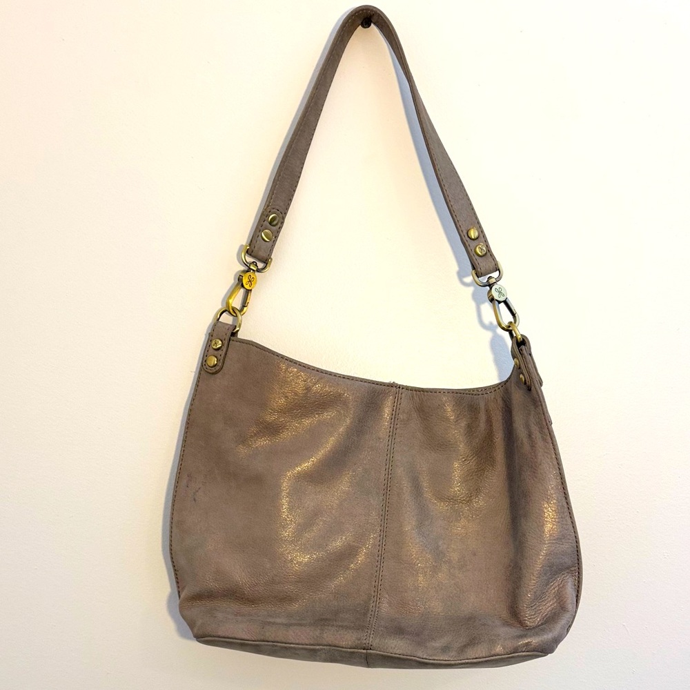 hobo Gray Leather Shoulder Bag